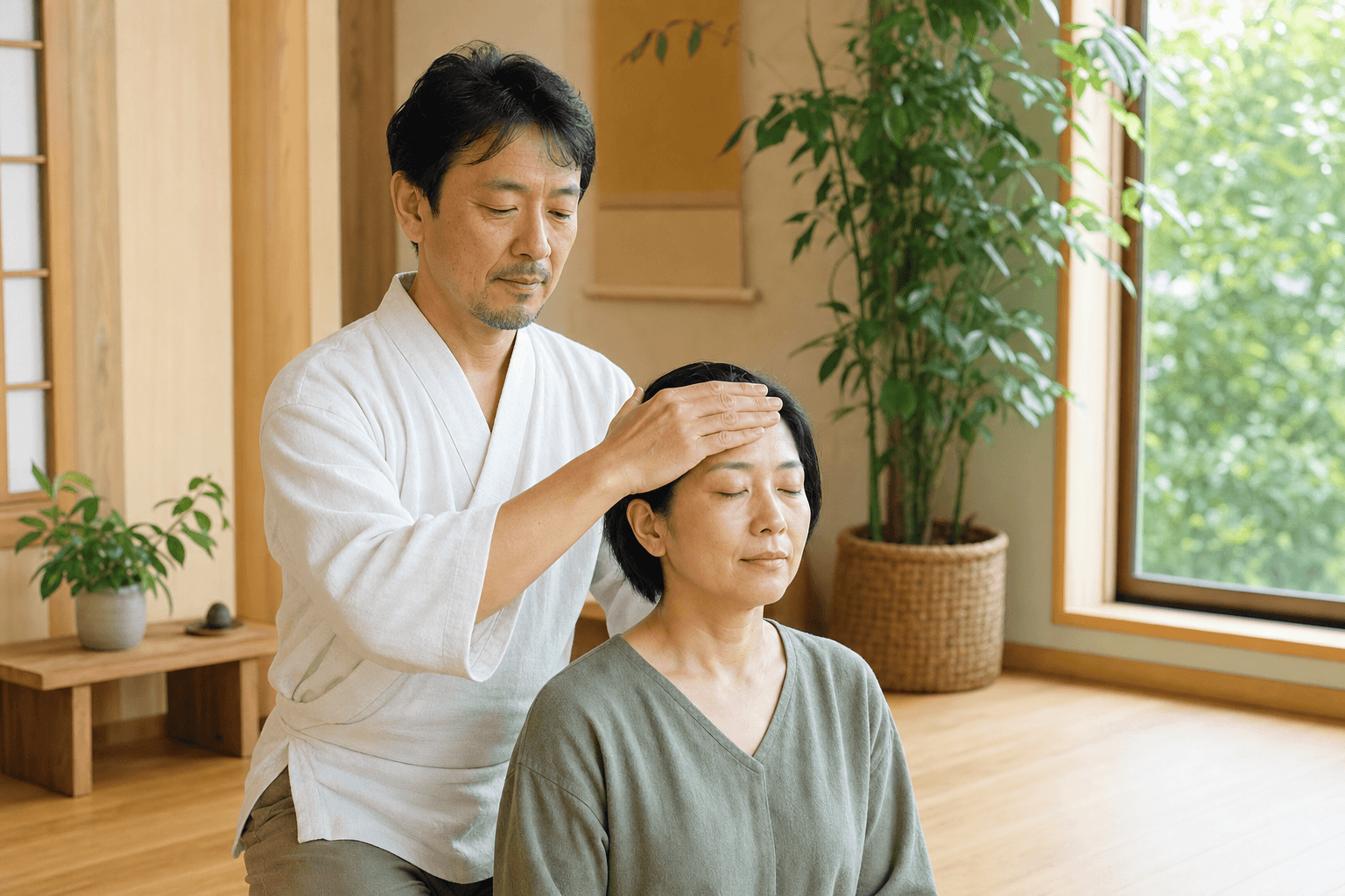 仙豆整体師スクールで手当ての技術を学ぶ様子